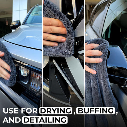 Microfiber Car Drying Towel 1300 GSM Double Twisted Loop - Premium Extra Large Auto Wash Towel for Cars Trucks SUV - Super Absorbent Detailing Cleaning Cloth XL 40X24 1-Pack