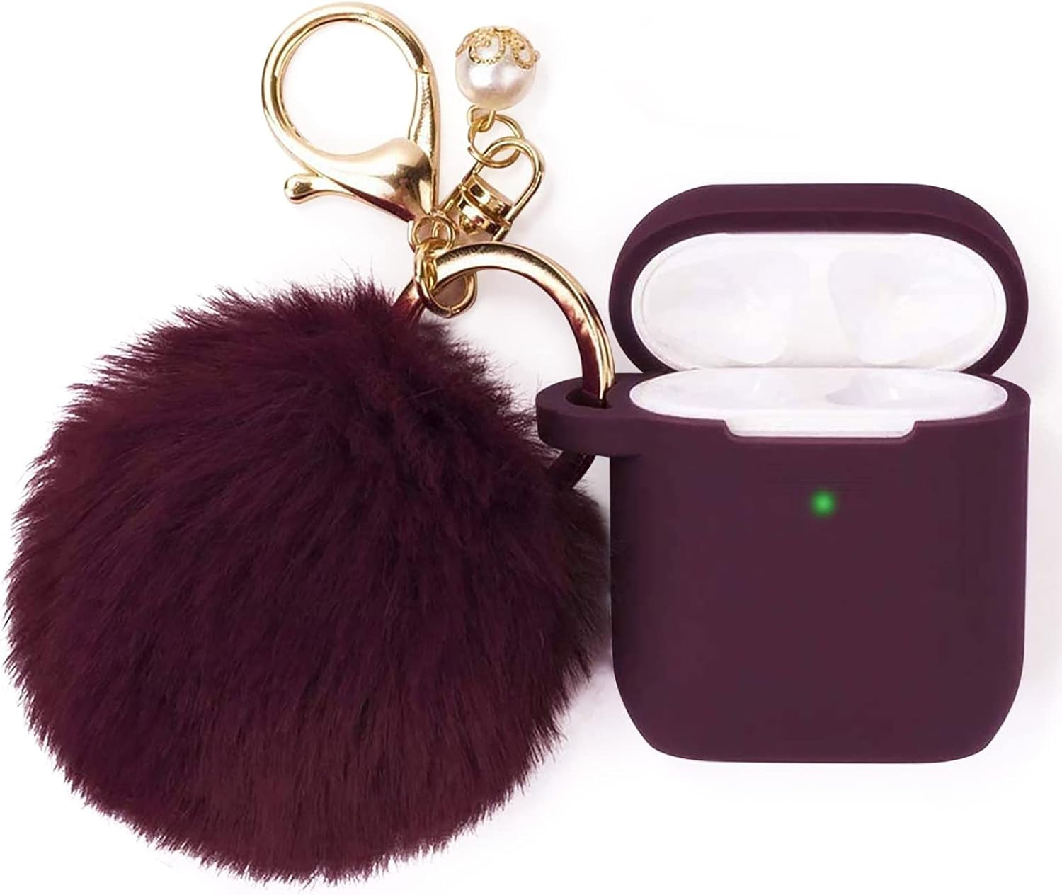 AirPods 1 & 2 Silicone Case Cover with Keychain and Pompom