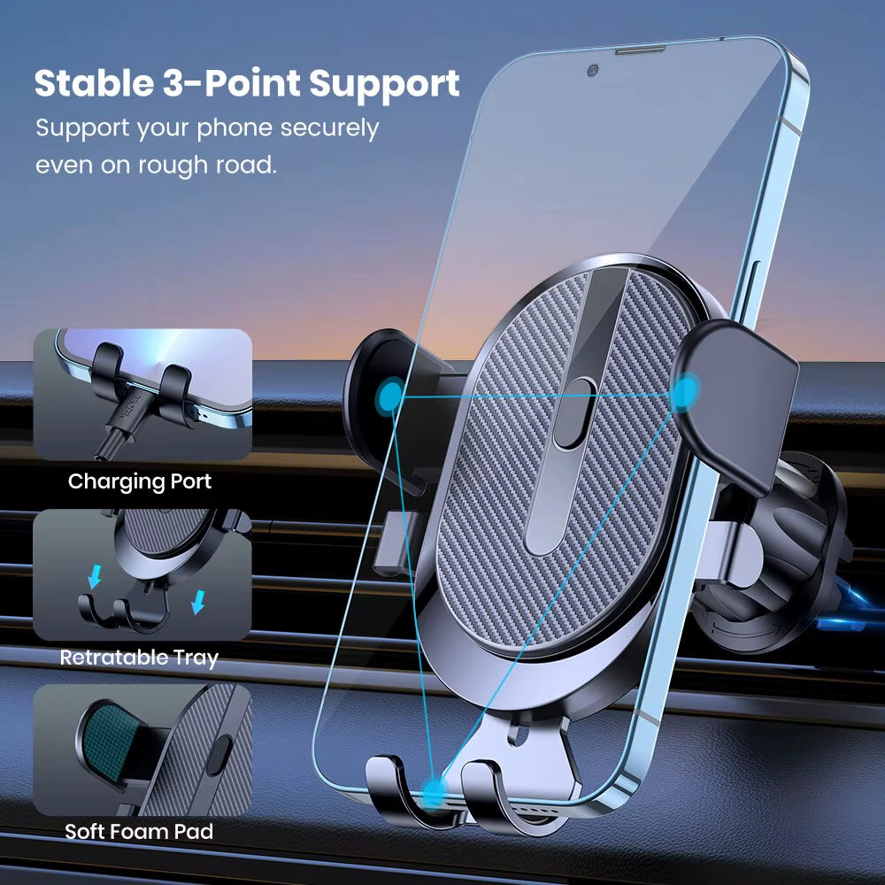 TOPK 2023 Enhanced Auto Locking Car Phone Holder with Hook Clip for Air Vent – Compatible with iPhone and Samsung