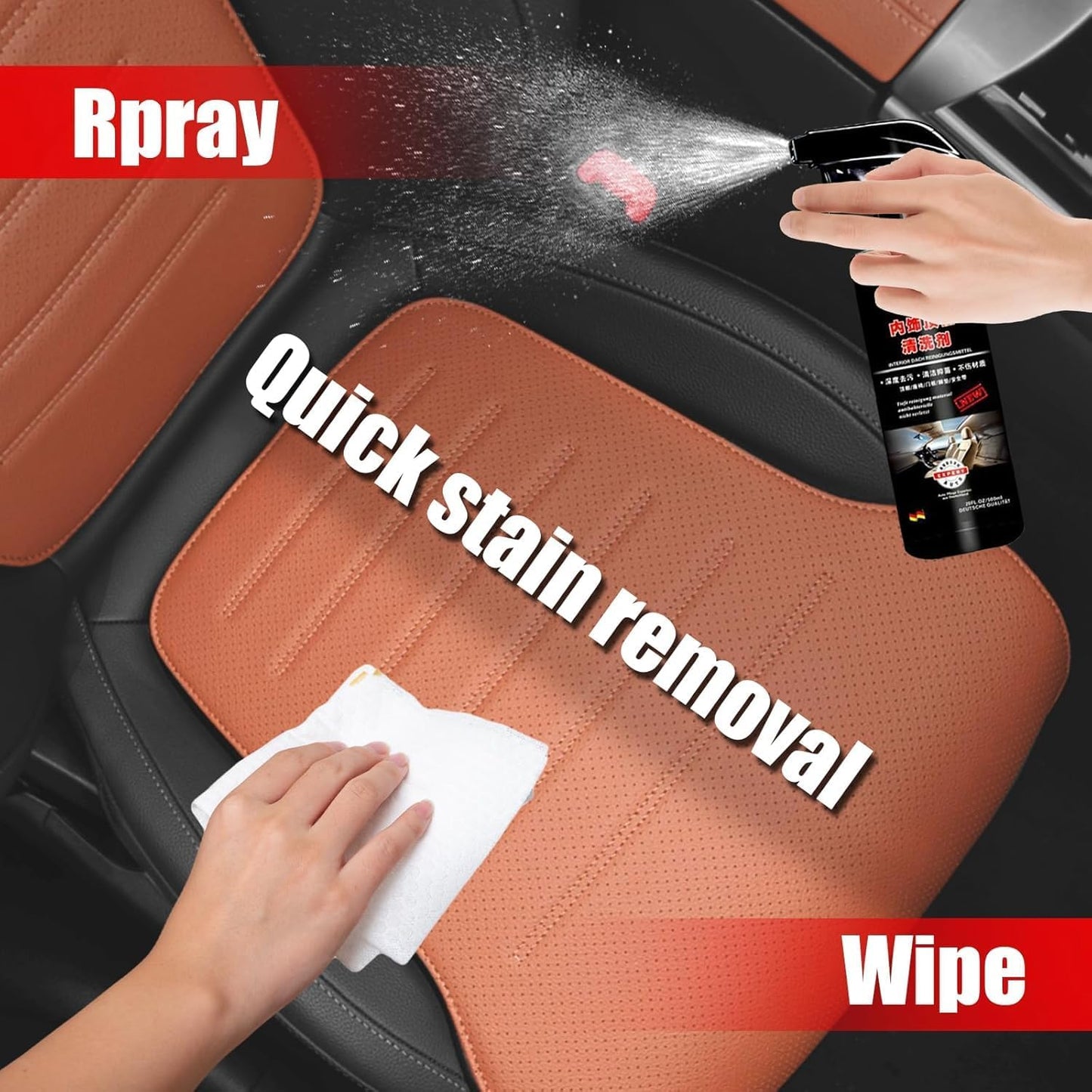 Rubson Car Cleaner, Car Detailing Headliner Cleaner, Rubson Interior Clean, Multifunctional Car Cleaner Spray, Powerful Stain Removal Kit, Car Detailing Kit Interior Cleaner for Car (1Set)