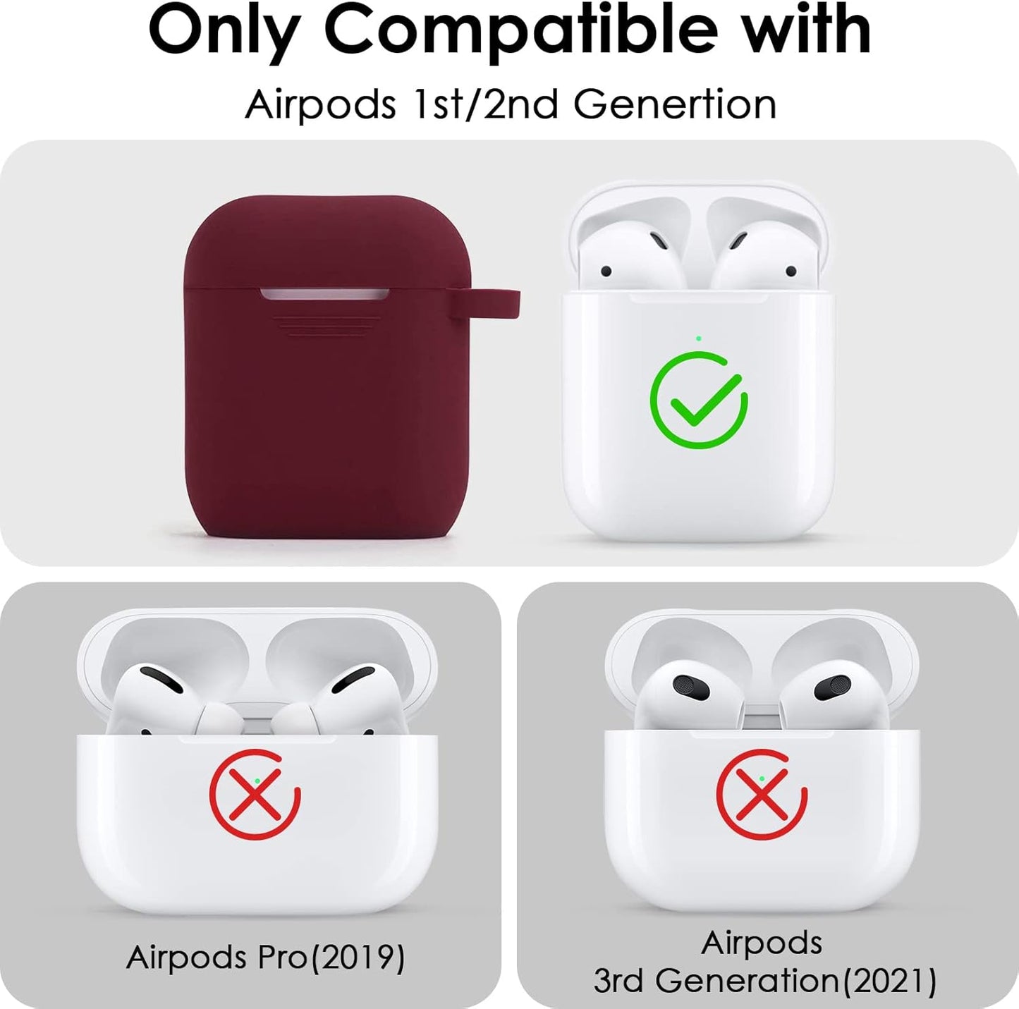 AirPods 1 & 2 Silicone Case Cover with Keychain and Pompom