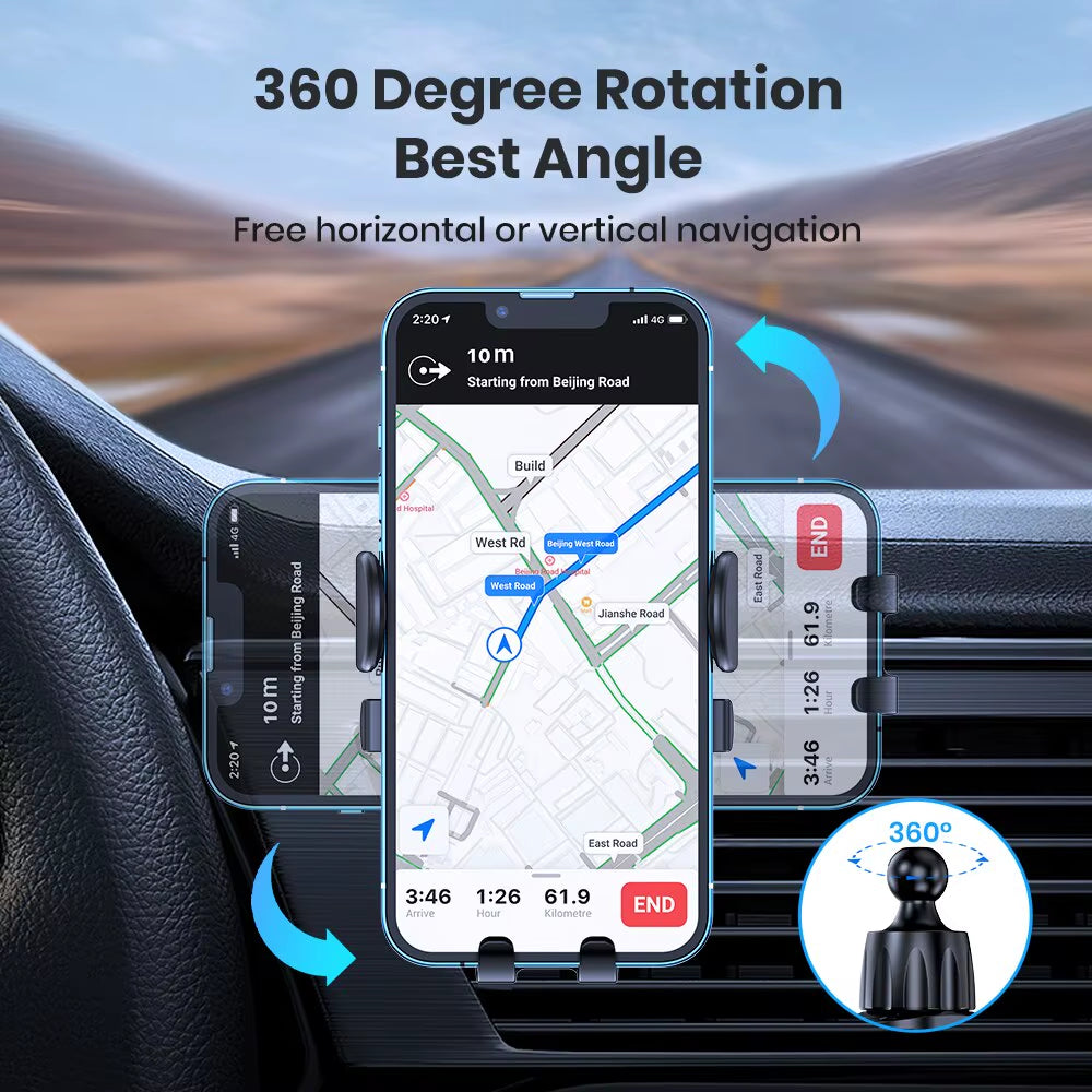 TOPK 2023 Enhanced Auto Locking Car Phone Holder with Hook Clip for Air Vent – Compatible with iPhone and Samsung